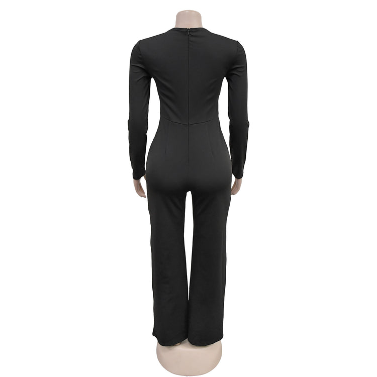 CM.YAYA Elegant Button Long Sleeve Irregular Girl Jumpsuits 2025 Spring Women's Overalls Outfits Night Club Streetwear One Piece