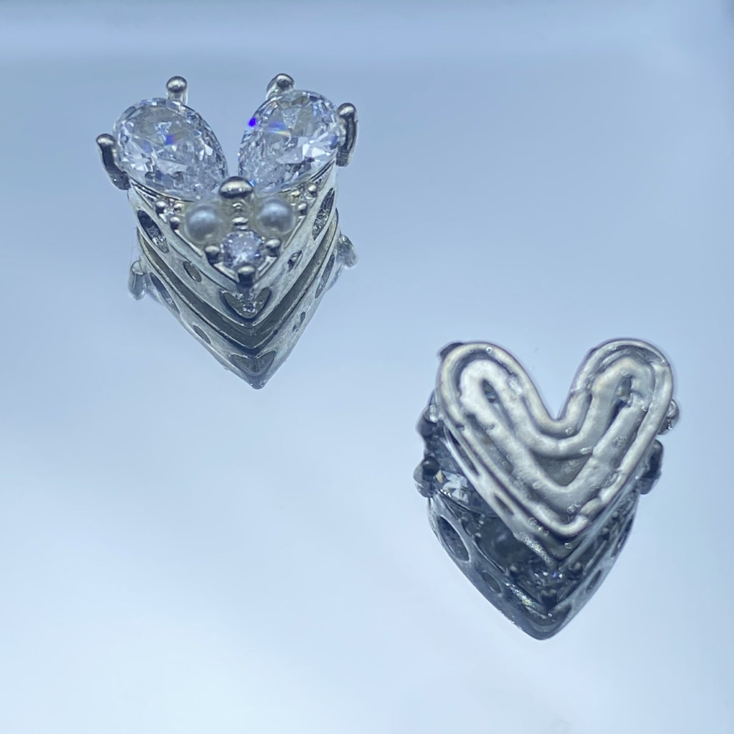 Heart-Shaped Inlaid Shell Pearl DIY Jewelry Accessories, Crystal Zircon Inlaid Bead Accessories, Pendant Spacer Beads