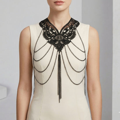 Meiximei Jewelry Black Lace Multi-Layer Tassel Export Jewelry Necklace Body Chain Body Chain