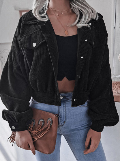 Ins Style Autumn and Winter European and American Lantern Long-Sleeved Corduroy Casual Short Outwear Jacket Amazon Hot Cross-Border Women's Clothing