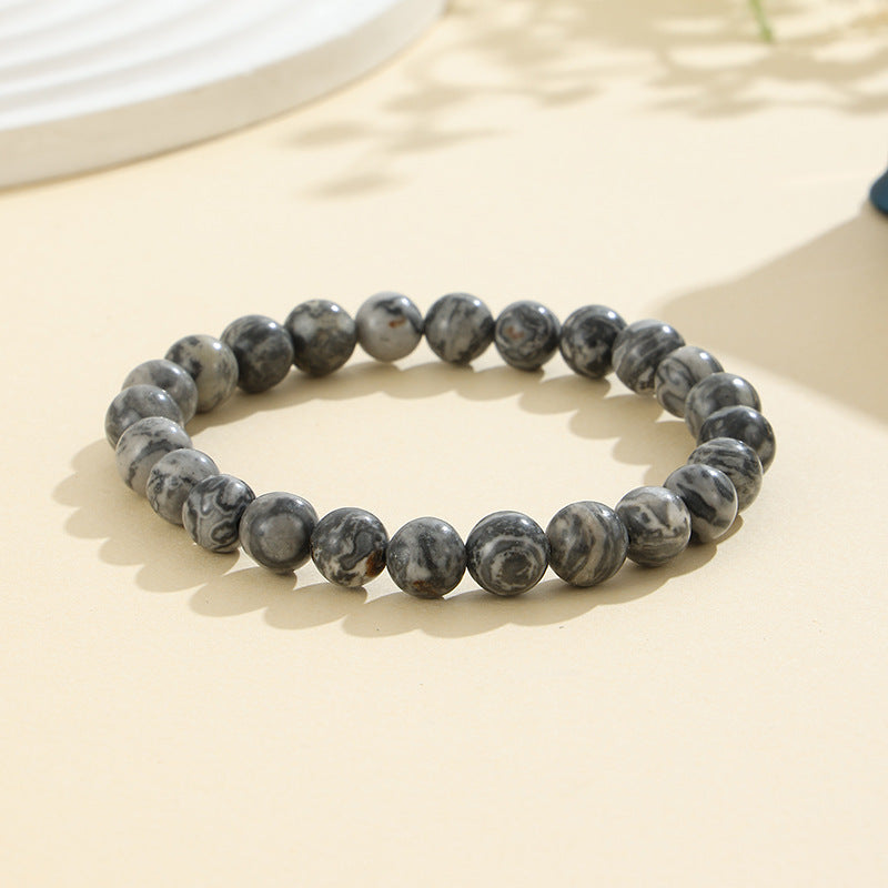 European and American Cross-Border Hot-Selling Popular Jewelry 8mm Natural Stone Bracelet Amethyst Tiger Eye Stone Agate Bracelet Jewelry