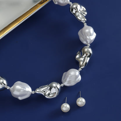 Cross-Border New Style Personalized Irregular Silver Necklace Temperament Style Versatile Temperament Necklace Jewelry Manufacturer Wholesale