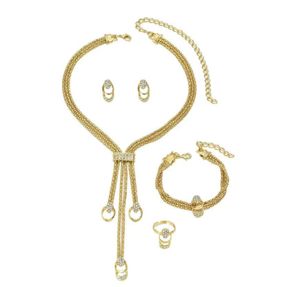 Hot Fashion Evening suit Jewelry Crystal Bridal Necklace Earrings Bracelet Four Pieces suit Boutique Light Luxury Jewelry