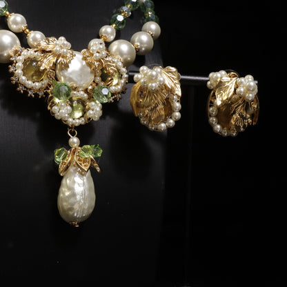 Middle Ancient Jewelry suit Baroque Water Drop vintage Court Style Elegant Retro Woolen Chain Pearl Earrings