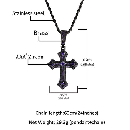 Europe and the United States cross-border jewelry hip-hop cross diamond pendant necklace retro niche Joker Net red necklace wholesale