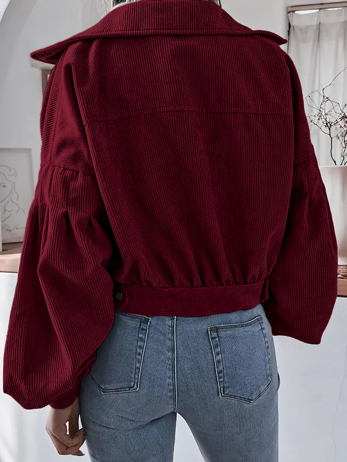 Ins Style Autumn and Winter European and American Lantern Long-Sleeved Corduroy Casual Short Outwear Jacket Amazon Hot Cross-Border Women's Clothing
