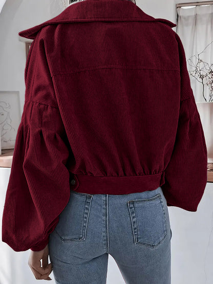 Ins Style Autumn and Winter European and American Lantern Long-Sleeved Corduroy Casual Short Outwear Jacket Amazon Hot Cross-Border Women's Clothing