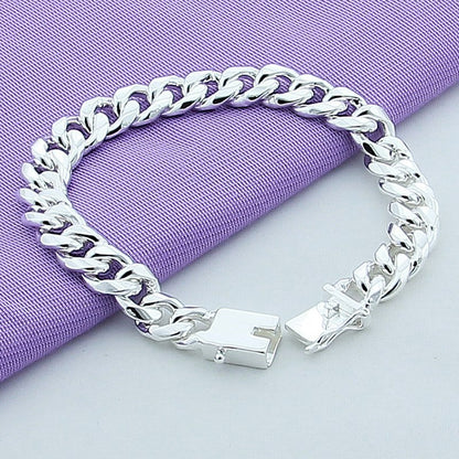 Foreign trade jewelry wholesale silver plated 10mm Cuba side necklace bracelet exquisite jewelry men's accessories jewelry