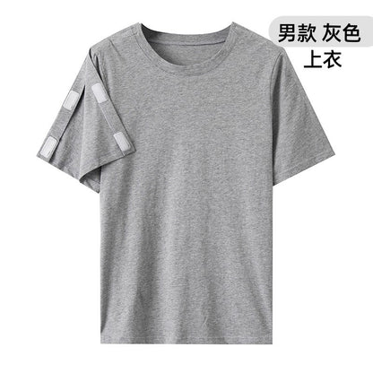 Summer patient care clothing easy to put on and take off hospital gown short sleeve cotton middle-aged and elderly medical clothing fracture clothing wholesale