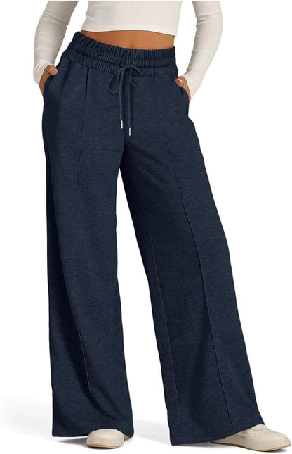Cross-Border Export Amazon Temu2024 Spring and Summer European and American Style Pure Color Casual Wide-Leg Drawstring Elastic Waist Sweatpants