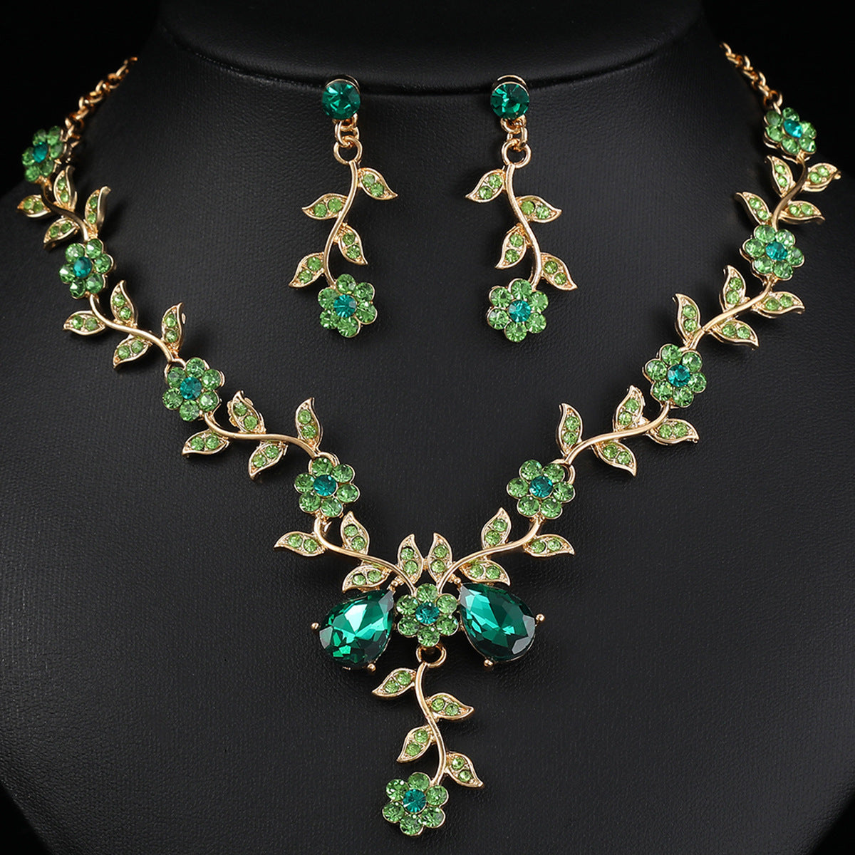 European and American Jewelry Necklaces and Earrings Set High-End Three-Piece Set Bridal Wedding Accessories New Foreign Trade Cross-Border Supply