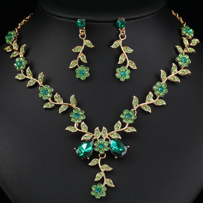 European and American Jewelry Necklaces and Earrings Set High-End Three-Piece Set Bridal Wedding Accessories New Foreign Trade Cross-Border Supply