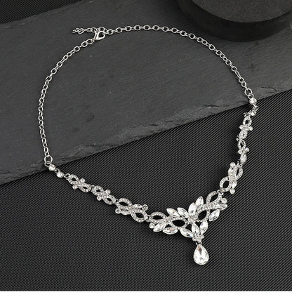High-grade Crystal Diamond-encrusted Wedding Dress Banquet Dress Jewelry suit Matching European and American Hot-selling Cross-border Jewelry Bridal Necklace