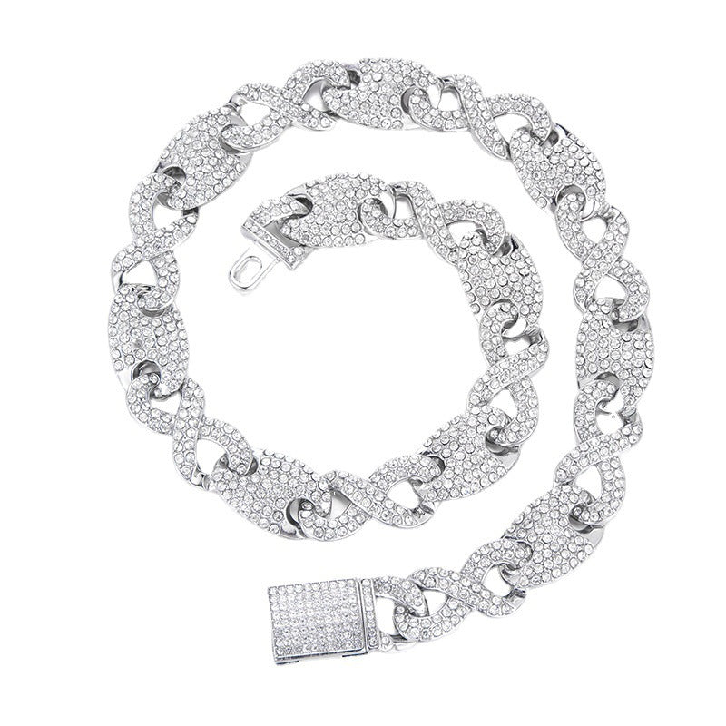 Popular Jewelry Rock Sugar Chain Children's European and American New Zircon Cuban Chain Hip Hop Jewelry Internet Celebrity Same Style Clothing Accessories