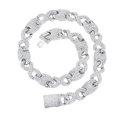 Popular Jewelry Rock Sugar Chain Children's European and American New Zircon Cuban Chain Hip Hop Jewelry Internet Celebrity Same Style Clothing Accessories