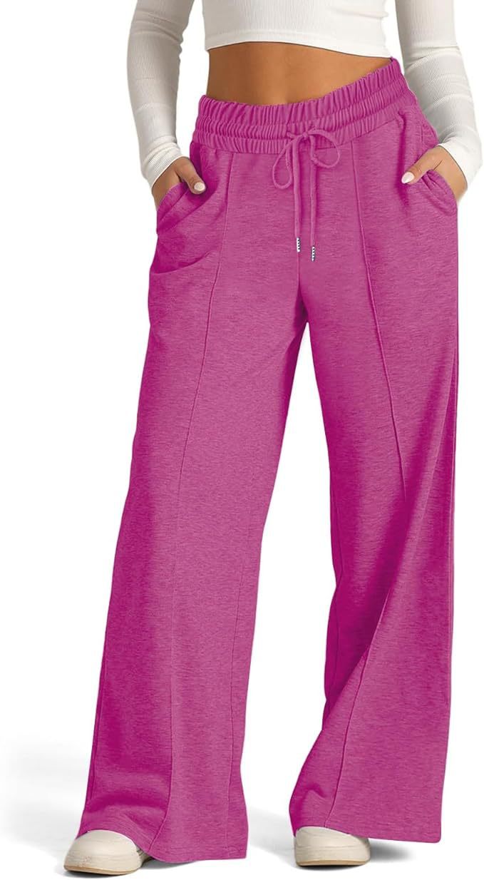 Cross-Border Export Amazon Temu2024 Spring and Summer European and American Style Pure Color Casual Wide-Leg Drawstring Elastic Waist Sweatpants