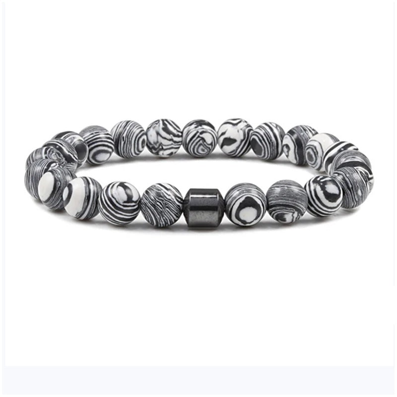 Foreign Trade Hot Selling Fashion Ladies Bracelet 8mm Malachite Beaded Bracelet Jewelry Women's Elastic Bracelet Chain Jewelry