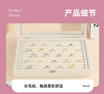 New Jewelry Box Large Capacity Flannel Jewelry Box Ring Necklace Earrings Storage Box Advanced Portable Dust-proof Box