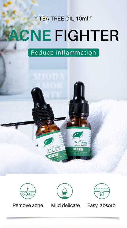 Organic Tea Tree Oil For Skin Face Hair Scalp Acne Treatment  Hair Growth Essential Oils for Diffuser, Aromatherapy Massage 10ml
