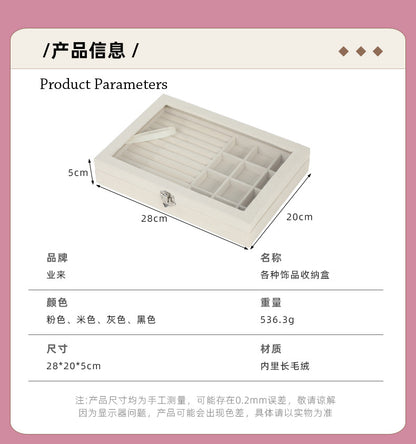 New Jewelry Box Large Capacity Flannel Jewelry Box Ring Necklace Earrings Storage Box Advanced Portable Dust-proof Box