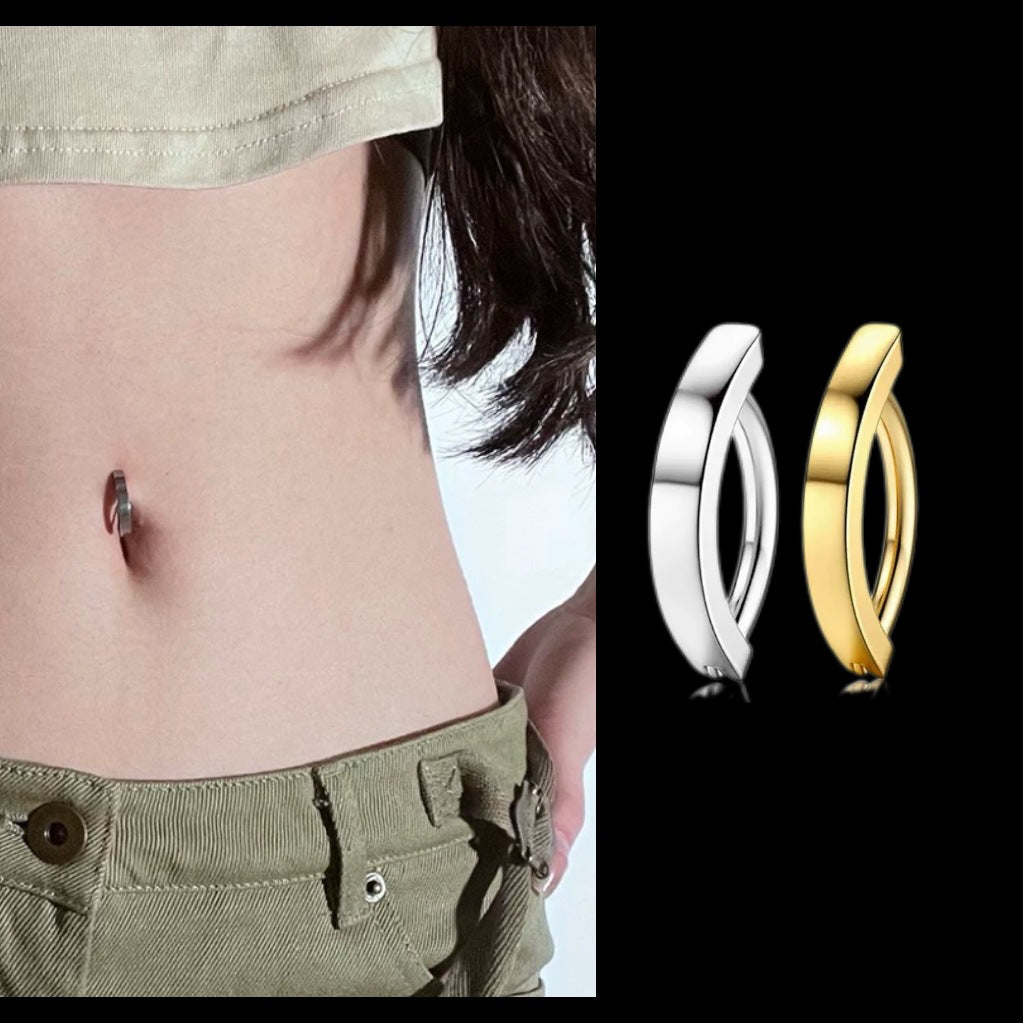 Trendy Amazon Cross-Border Minimalist Crescent Belly Button Ring Versatile Fashion Piercing Jewelry