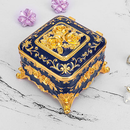 European Style Retro Light Luxury Princess Jewelry Box Metal Jewelry Box Exquisite Enamel Color Necklace Jewelry High-end Storage Box