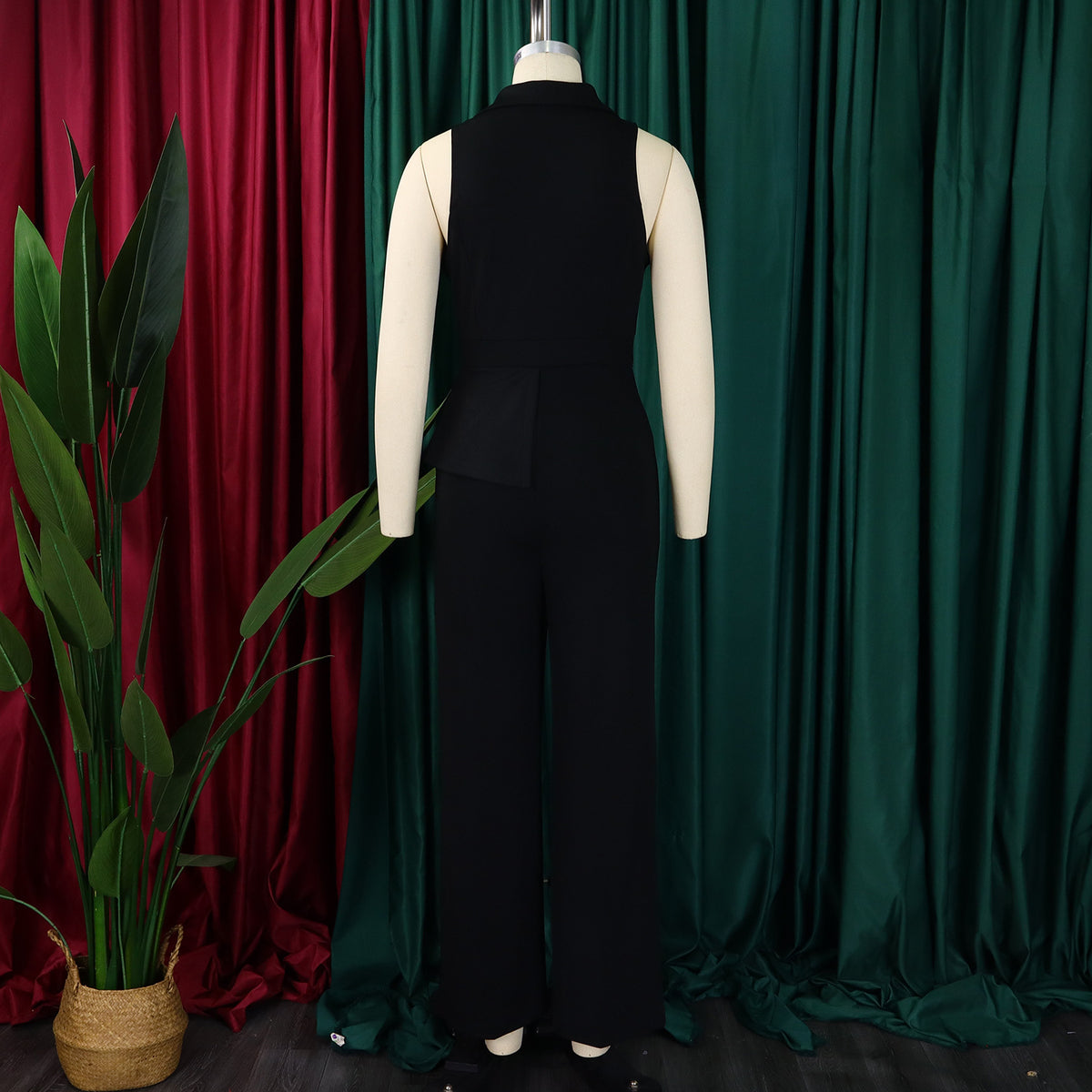 CMYAYA Elegant Womenv-neck High Waist Straight Sleeveless Blazer Jumpsuits 2024 Fall Street Chain Office Lady Party Rompers