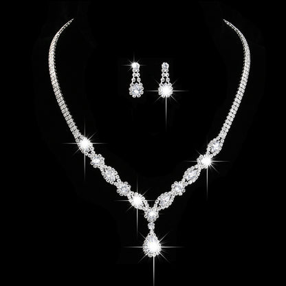 2026 Cross-Border Exclusive Supply Zircon Bridal Jewelry Earrings Bracelet Set Necklace Earrings Wedding Accessories