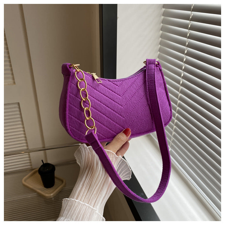 Mini Shoulder Bags for Women Fashion Felt Women's Bag Design Advanced Underarm Handbags Beautiful Purses Crescent SaddleBag 2025