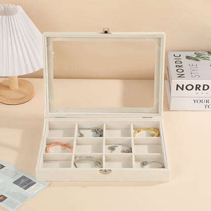 New Jewelry Box Large Capacity Flannel Jewelry Box Ring Necklace Earrings Storage Box Advanced Portable Dust-proof Box