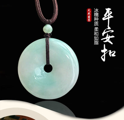Jade Pendant with Natural Jadeite, Peaceful Buckle, Guanyin Jade Buddha, Burmese Jade Jewelry Factory Wholesale S2091518
