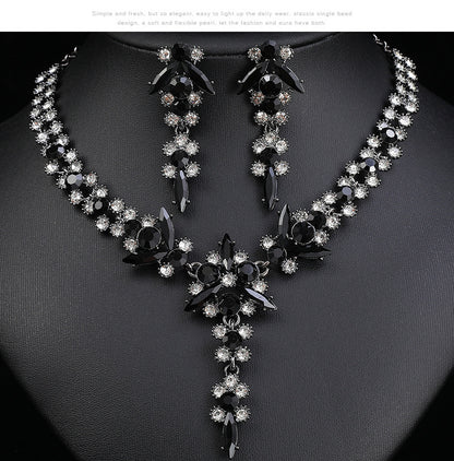 Europe and the United States Hot Jewelry Cross-border Supply Bridal Necklace suit Fashion High-end Crystal Wedding Dress Banquet Dress Jewelry