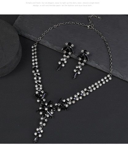 Europe and the United States Hot Jewelry Cross-border Supply Bridal Necklace suit Fashion High-end Crystal Wedding Dress Banquet Dress Jewelry