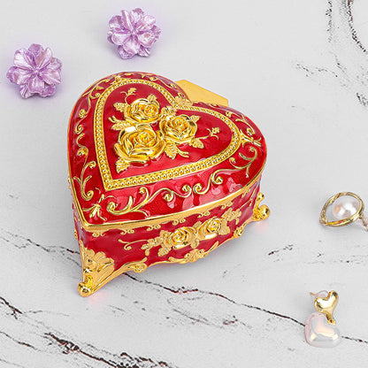 Cross-border E-commerce European-style Retro Metal Jewelry Box Exquisite Enamel Color Necklace Jewelry Storage Box Princess Jewelry Box