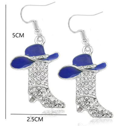 European and American personality niche western boots earrings diamond pendant earrings Joker ladies earrings jewelry wholesale 166