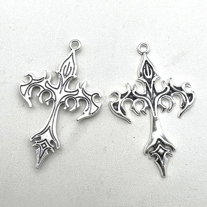 DIY Zinc Alloy Jewelry Accessories Flame Cross Pendant Stylish Punk Necklace Keychain Pendant