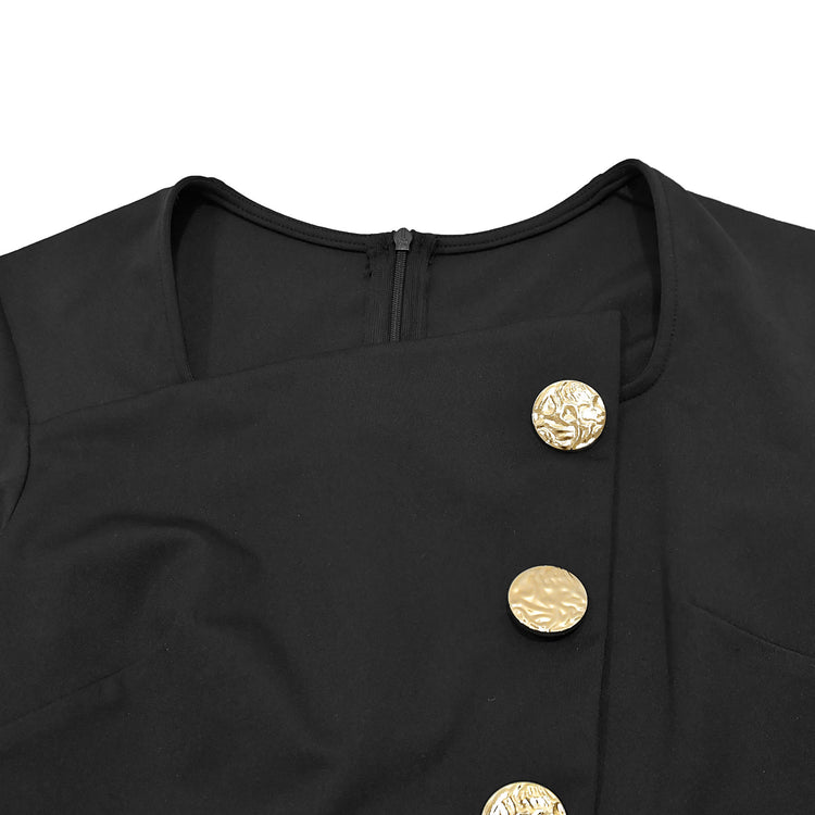 CM.YAYA Elegant Button Long Sleeve Irregular Girl Jumpsuits 2025 Spring Women's Overalls Outfits Night Club Streetwear One Piece