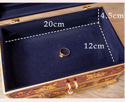 Metal Creative Wedding Engagement Jewelry Box Multi-Layer Large-Capacity Jewelry Storage Box Handle with Mirror Feel
