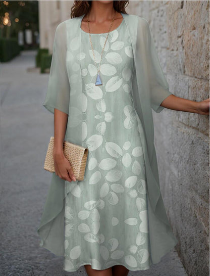 2023 European and American Hot Selling Independent Site Amazon Wish Spring & Fall Fashionable and Elegant Chiffon Dress Two-Piece Set