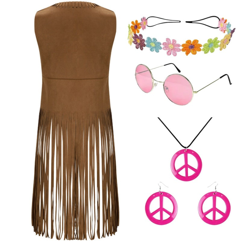 European and American Style 2025 Women's New Suede Tassel Vest Jacket Popular Sleeveless Mid-Length Vest for Outer Wear