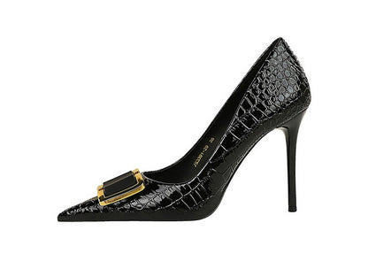BIGTREE Shoes Women 10 Cm Metal Belt Buckle Ladies Pumps Women Luxury Banquet Shoes Stilettos High Heels Women Sexy Party Shoes