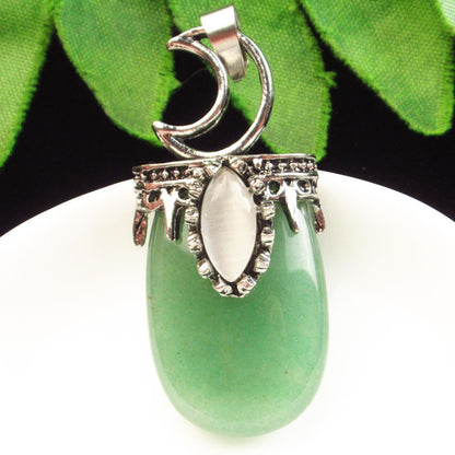 Natural Crystal Agate Stone Inlaid Alloy Sun Moon Star Gemstone Pendant DIY Necklace Jewelry Pendant Wholesale