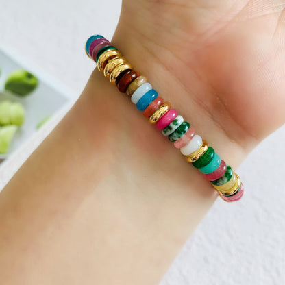 Colorful Stone Bracelet for Women, Niche Light Luxury Design, Retro Mixed Color Jewelry Bracelet, Niche High-End Jewelry Accessories