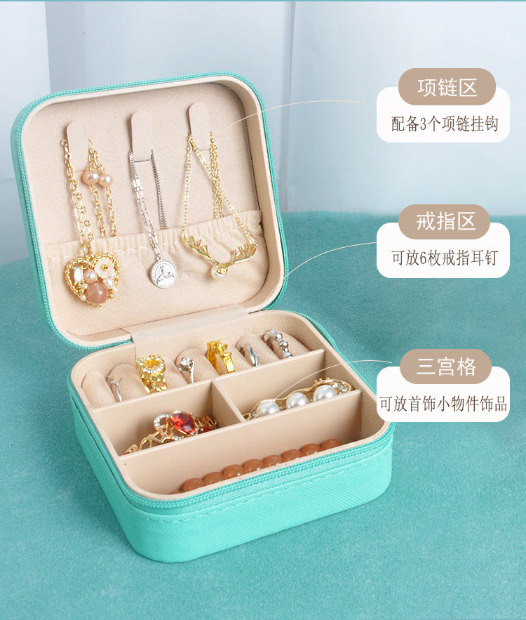 Cross-border jewelry box travel portable earring necklace ring box jewelry storage box in stock wholesale