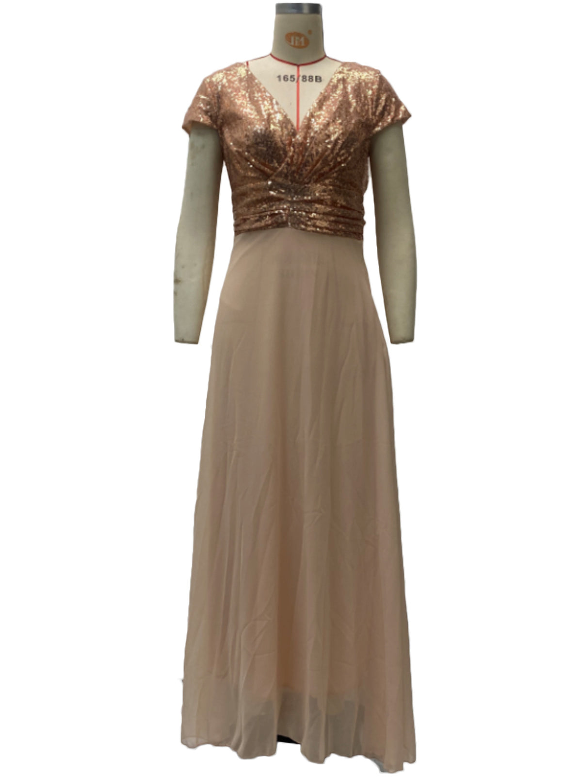 2025 Cross-Border New Spring and Summer European and American Clothing Sleeveless Dress V Neck Sequined Elegant Chiffon Splicing Evening Dress
