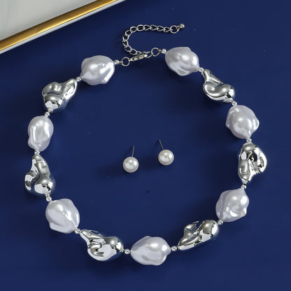Cross-Border New Style Personalized Irregular Silver Necklace Temperament Style Versatile Temperament Necklace Jewelry Manufacturer Wholesale