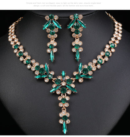 Europe and the United States Hot Jewelry Cross-border Supply Bridal Necklace suit Fashion High-end Crystal Wedding Dress Banquet Dress Jewelry