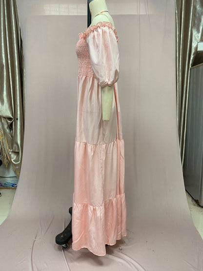 2025 Cross-Border New Spring and Summer European and American Clothing Dress One-Shoulder Floral Off-Shoulder Long Color Fairy Skirt