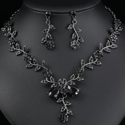 European and American Jewelry Necklaces and Earrings Set High-End Three-Piece Set Bridal Wedding Accessories New Foreign Trade Cross-Border Supply