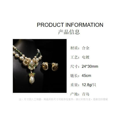 Middle Ancient Jewelry suit Baroque Water Drop vintage Court Style Elegant Retro Woolen Chain Pearl Earrings